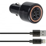 Автомобильное зарядное устройство InterStep 1USB 1A + кабель Apple Lightning, 1 м, черный (IS-СC-1USBIPH5B-000B202)