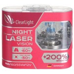 Лампа автомобильная галогенная Clearlight H4 12V-60\/55W Night Laser Vision + 200%, 2 шт (MLH4NLV200)