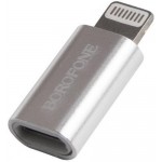 Адаптер-переходник BOROFONE BV5, Micro USB - Lightning Silver (УТ000022853)