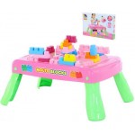 Детский игровой стол MOLTO с конструктором, 20 элементов, розовый (58003_PLS)