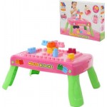Детский игровой стол MOLTO с конструктором, 20 элементов, розовый (58010_PLS)