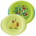 Набор детской посуды Chicco 12+, 2 тарелки, зеленые (340728210) (00016002100000)