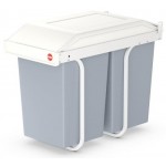 Контейнер для мусора Hailo Multi-Box Duo L, 2х14 л, пластик, серый/белый (3659-001)